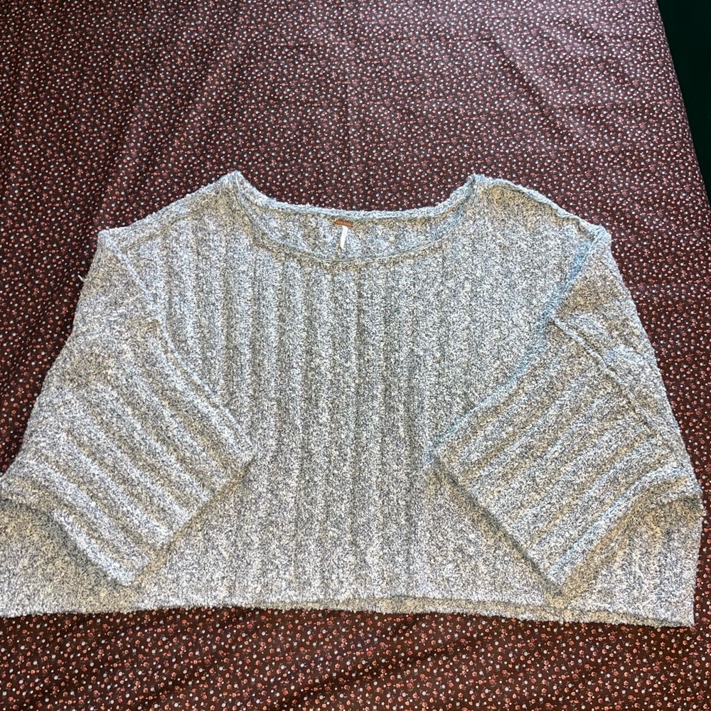 New Free People Good Day Pullover Sweater Charcoal Gray Size Extra Large!